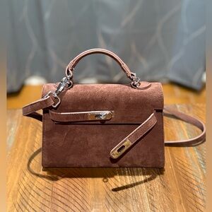Elegant Brown Suede Handbag